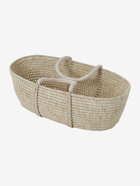Babywieg van ENVIE DE FRAISE van natuurlijke gevlochten vezels beige+saliegroen+zNATUREL - vertbaudet enfant 