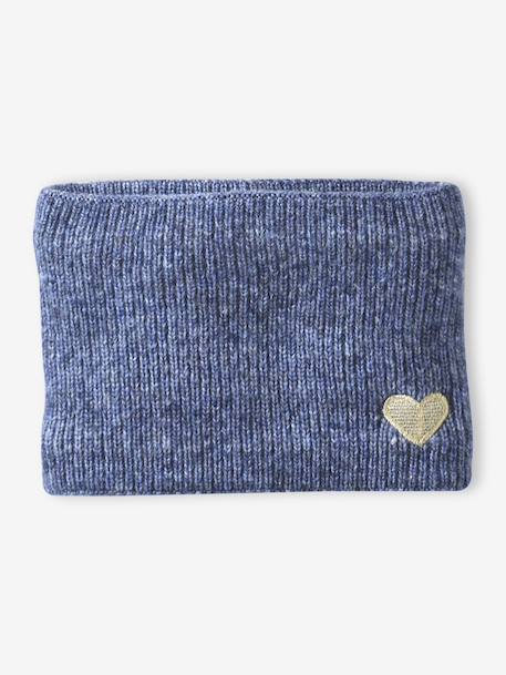 Ensemble fille bonnet, snood, moufles/mitaines avec badge coeur marine - vertbaudet enfant 