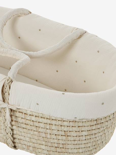 Babywieg van ENVIE DE FRAISE van natuurlijke gevlochten vezels beige+saliegroen+zNATUREL - vertbaudet enfant 