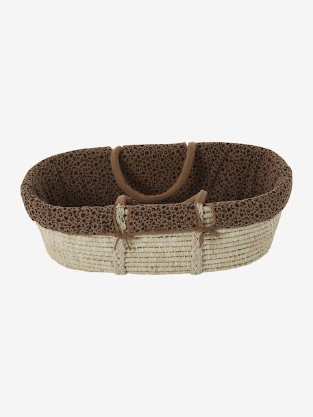 Couffin bébé en fibres naturelles tressées beige+vert sauge - vertbaudet enfant 