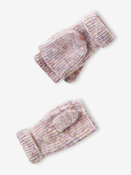 Meisjes set muts « C½ur » + snood + wanten/handschoenen ecru+marineblauw+roze (poederkleur) - vertbaudet enfant 