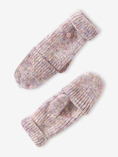 Ensemble fille bonnet, snood, moufles/mitaines avec badge coeur écru+marine+rose poudré - vertbaudet enfant 