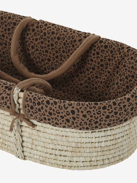 Couffin bébé en fibres naturelles tressées beige+vert sauge - vertbaudet enfant 