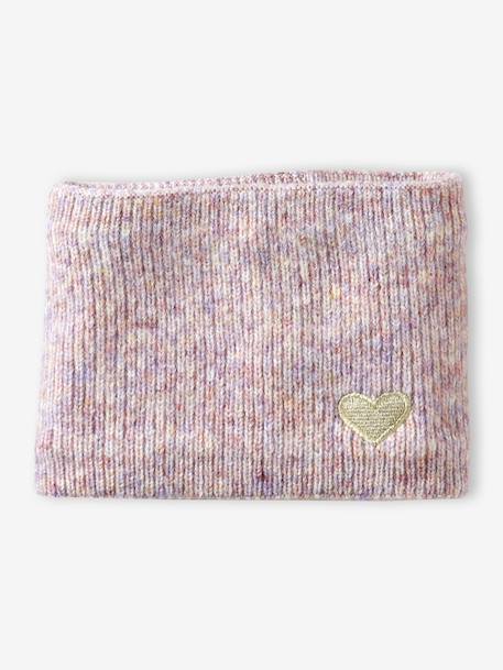 Ensemble fille bonnet, snood, moufles/mitaines avec badge coeur écru+marine+rose poudré - vertbaudet enfant 