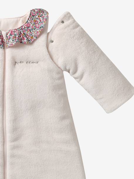 Gigoteuse hiver manches amovibles en velours collerette Liberty personnalisable rose pâle - vertbaudet enfant 