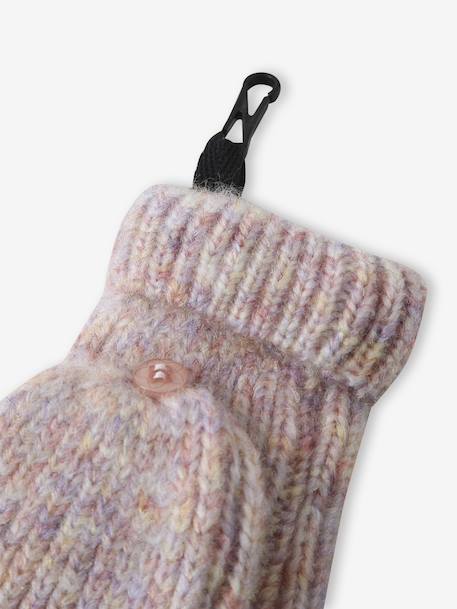 Ensemble fille bonnet, snood, moufles/mitaines avec badge coeur écru+marine+rose poudré - vertbaudet enfant 