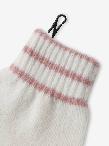 Ensemble torsadé fille bonnet + snood + moufles/gants écru - vertbaudet enfant 