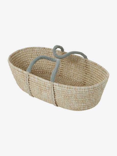 Babywieg van ENVIE DE FRAISE van natuurlijke gevlochten vezels beige+saliegroen+zNATUREL - vertbaudet enfant 