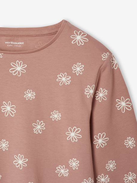 Set van 3 BASICS meisjesshirts met lange mouwen antraciet+groengrijs+koraal+roze (poederkleur) - vertbaudet enfant 