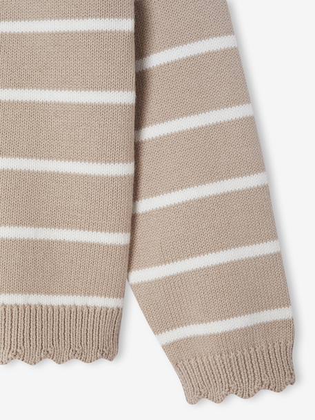 Sierlijke marinièretrui meisjes framboos+gemêleerd beige+marineblauw+rozen - vertbaudet enfant 