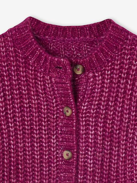 Gilet fille loose maille mousseuse bleu pétrole+gris chiné+rose poudré+rouge+violine - vertbaudet enfant 