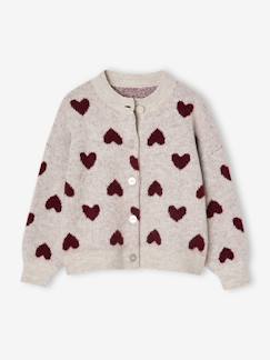 Meisje-Trui, vest, sweater- Jacquard vest met hartjes meisjes