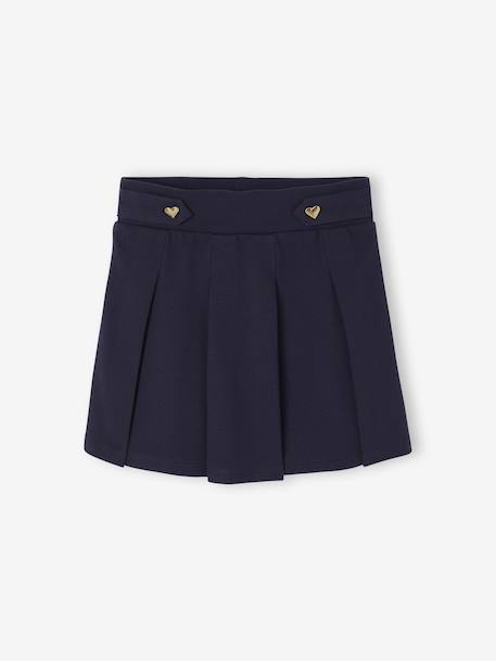 Jupe fille plissée maille piquée gris chiné+marine - vertbaudet enfant 