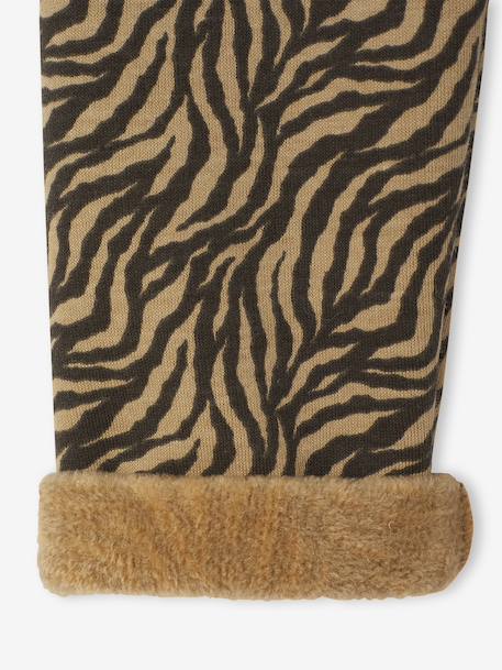 Meisjeslegging met fleecevoering Bruin met print+chocoladebruin+donkergrijs+grijs, bedrukt+inktblauw+rozenhout - vertbaudet enfant 