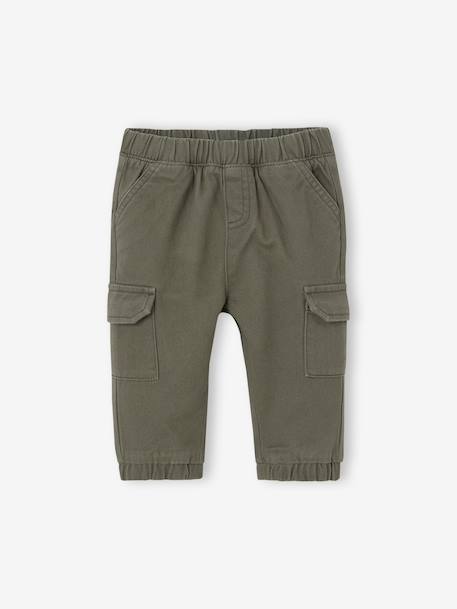 Babybroek in keperstof marineblauw+olijf - vertbaudet enfant 