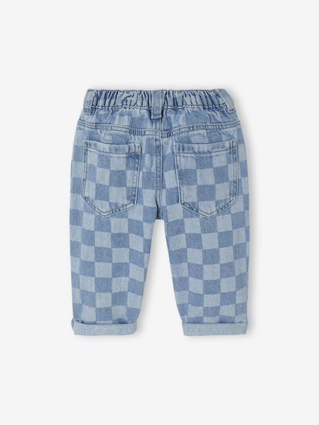 Jeans voor baby's met dambordprint stone - vertbaudet enfant 