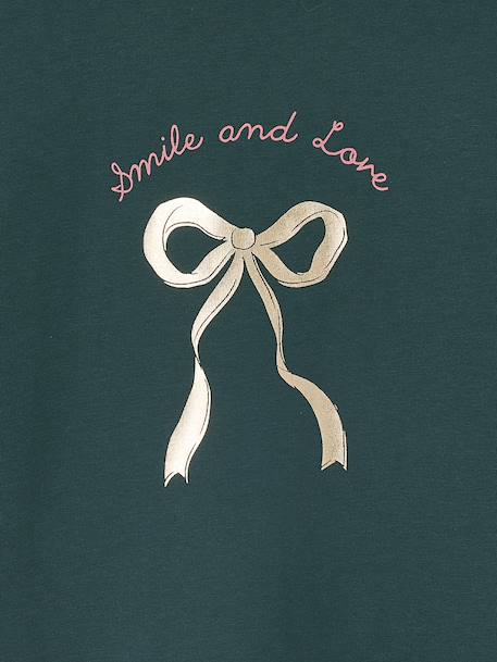 Meisjes-T-shirt met lange mouwen en metallic animatie antraciet+dennen+wit - vertbaudet enfant 