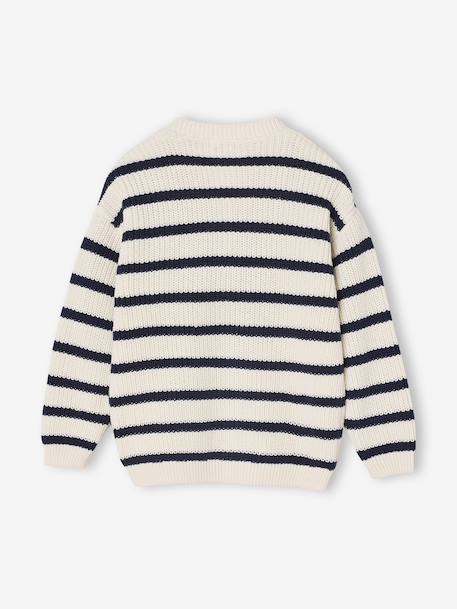 Gilet fille fantaisie en côte perlée blush+écru - vertbaudet enfant 