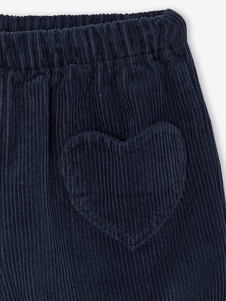 Short van velours met hartvormige zakken voor meisjes, gemakkelijk aan te trekken. kaki+marineblauw+oudroze+rozen - vertbaudet enfant 