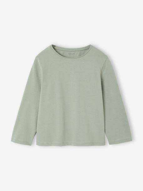 Set van 3 BASICS meisjesshirts met lange mouwen antraciet+groengrijs+koraal+roze (poederkleur) - vertbaudet enfant 