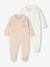 2-delige babyset in fluweel/velours beige+blauwgroen+rozen - vertbaudet enfant 