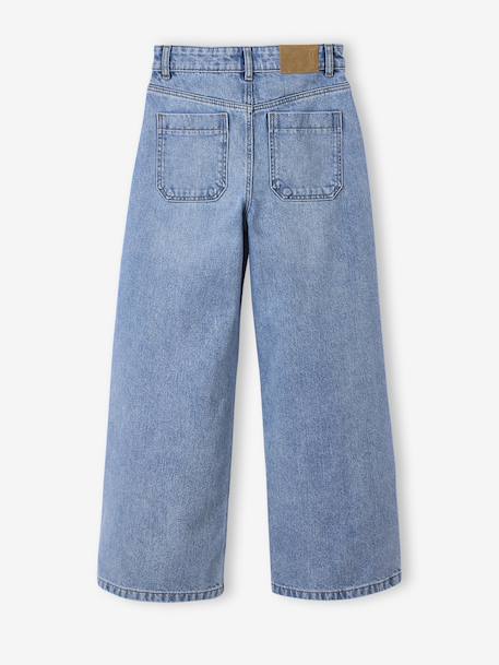 Jean large poches charpentier fille bleu moyen+denim gris - vertbaudet enfant 