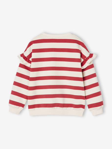 Sweat fille rayé manches à volants marine+rouge+vieux rose - vertbaudet enfant 