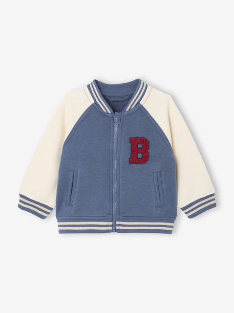 Teddy-stijl vestje voor baby's van fleece met lusjesbadge grijsblauw - vertbaudet enfant 