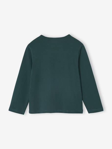 T-shirt animation métallisée fille manches longues anthracite+blanc+vert sapin - vertbaudet enfant 