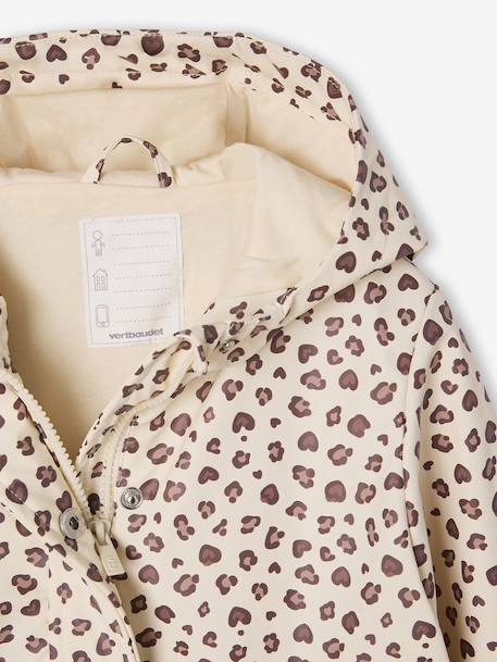 Bedrukte meisjesregenjas met capuchon groengrijs+vanille - vertbaudet enfant 