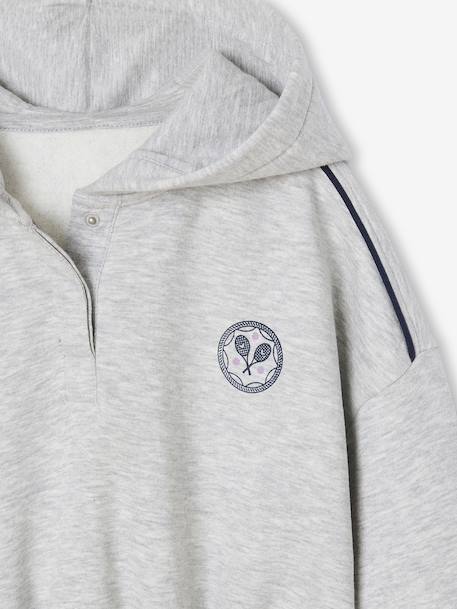 Korte sportieve sweater met capuchon voor meisjes gemêleerd grijs - vertbaudet enfant 