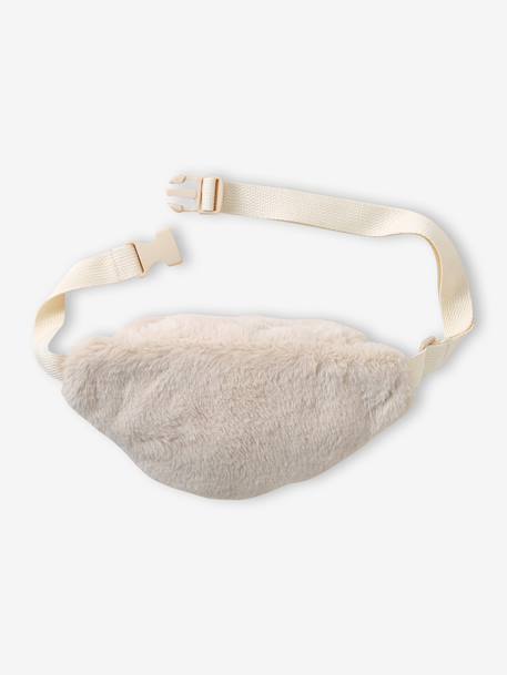 Fluwelen heuptas met kat voor meisjes double stone+ecru+groengrijs - vertbaudet enfant 