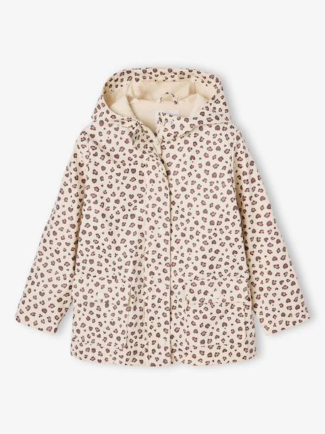 Ciré fille à capuche imprimé vanille+vert de gris - vertbaudet enfant 