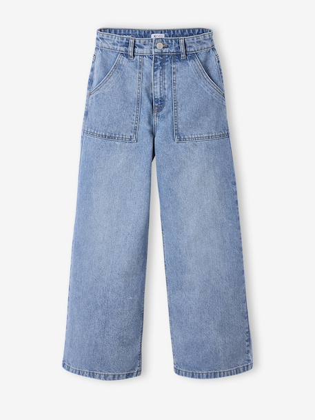 Wijde jeans met timmermanszakken voor meisjes JONEN denimgrijs+middenblauw - vertbaudet enfant 