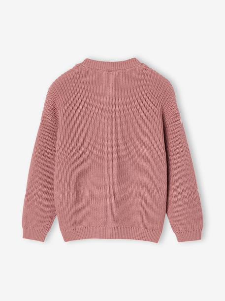 Gilet fille fantaisie en côte perlée blush+écru - vertbaudet enfant 