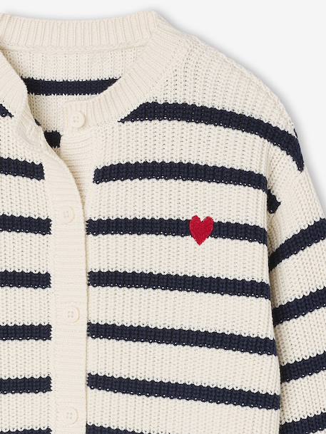 Gilet fille fantaisie en côte perlée blush+écru - vertbaudet enfant 