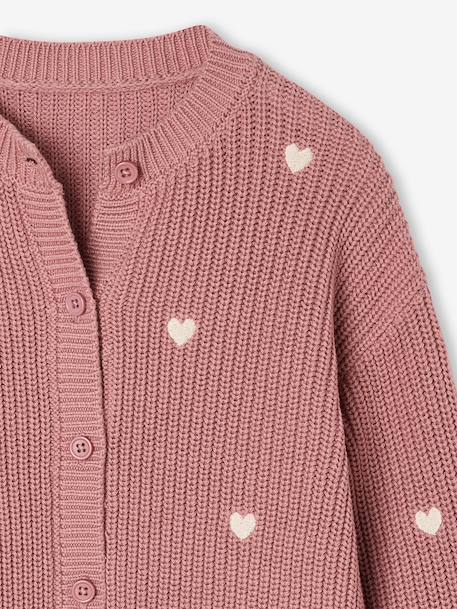 Gilet fille fantaisie en côte perlée blush+écru - vertbaudet enfant 