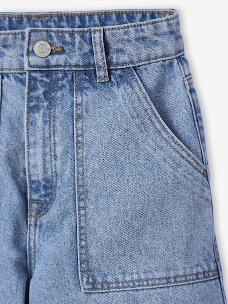 Jean large poches charpentier fille bleu moyen+denim gris - vertbaudet enfant 