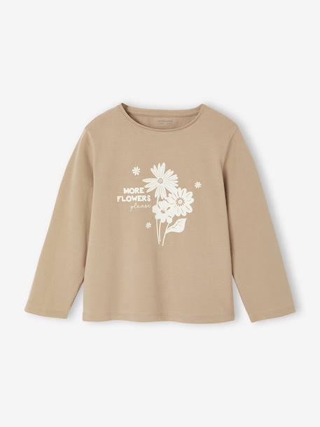 Set van 3 BASICS meisjesshirts met lange mouwen antraciet+groengrijs+koraal+roze (poederkleur) - vertbaudet enfant 