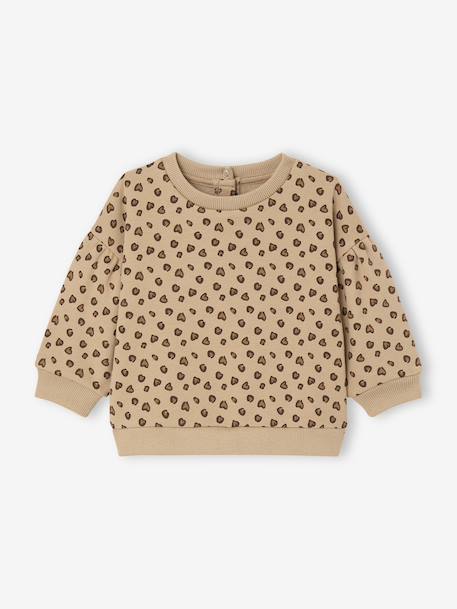 Sweater met luipaardprint taupe+vanille - vertbaudet enfant 