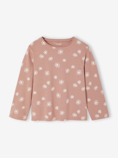 Set van 3 BASICS meisjesshirts met lange mouwen antraciet+groengrijs+koraal+roze (poederkleur) - vertbaudet enfant 