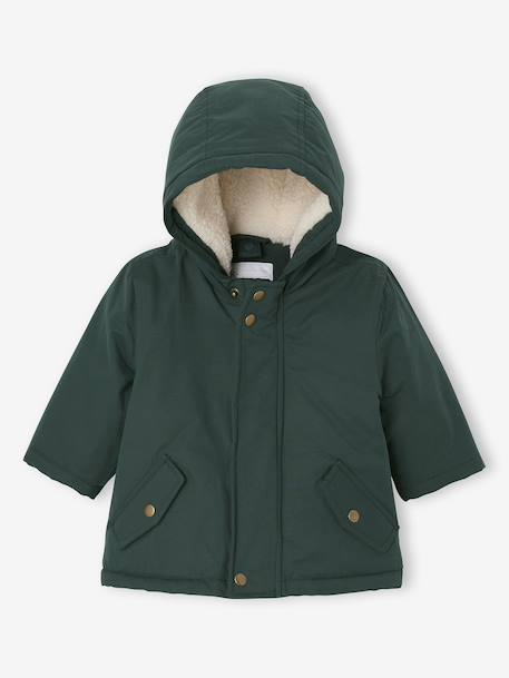 Parka 3 en 1 bébé avec gilet amovible en sherpa vert sapin - vertbaudet enfant 