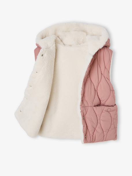 Doudoune fille sans manches réversible bois de rose - vertbaudet enfant 
