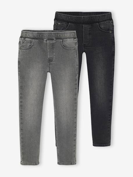 Lot 2 jeans garçon slim denim gris+stone - vertbaudet enfant 