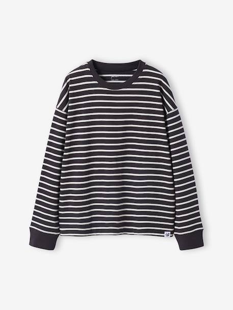 Gestreept T-shirt jongens JONEN antraciet - vertbaudet enfant 