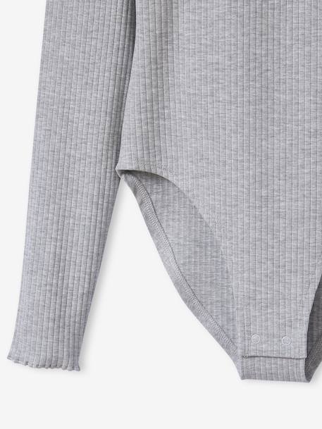 Body manches longues en maille côtelée fille gris chiné - vertbaudet enfant 