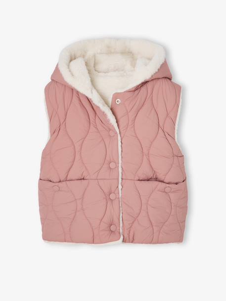 Doudoune fille sans manches réversible bois de rose - vertbaudet enfant 