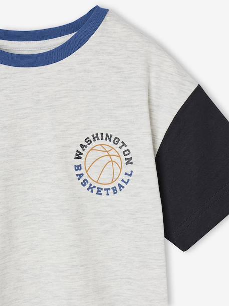 T-shirt manches courtes contrastées garçon gris chiné - vertbaudet enfant 