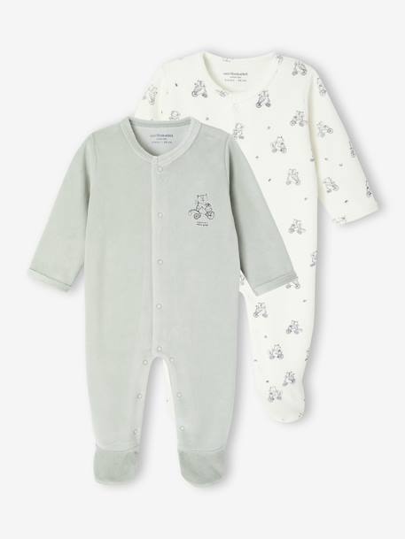 Bébé-Lot de 2 pyjamas bébé mixtes en velours