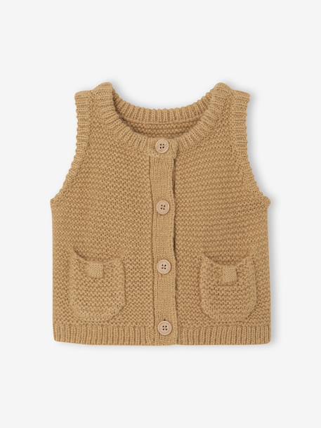 Mouwloos babyvestje met knopen okergeel - vertbaudet enfant 